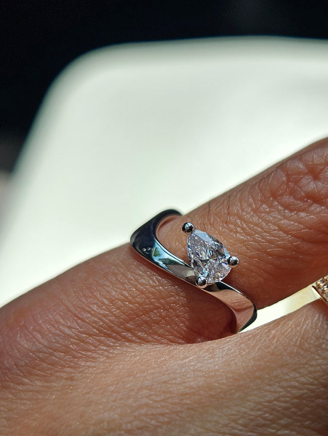 Curved Pear Ring