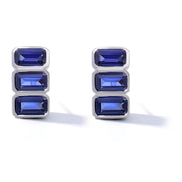 Blue Baguette Studs