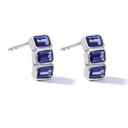 Blue Baguette Studs