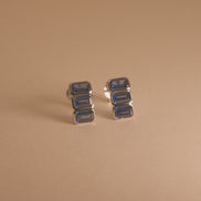 Blue Baguette Studs