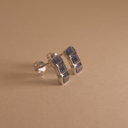 Blue Baguette Studs
