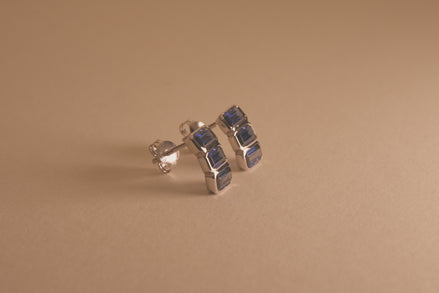 Blue Baguette Studs