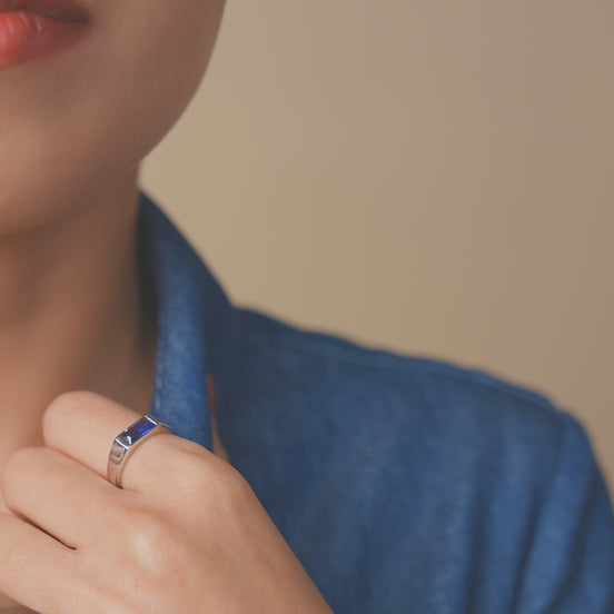 Blue Baguette Ring