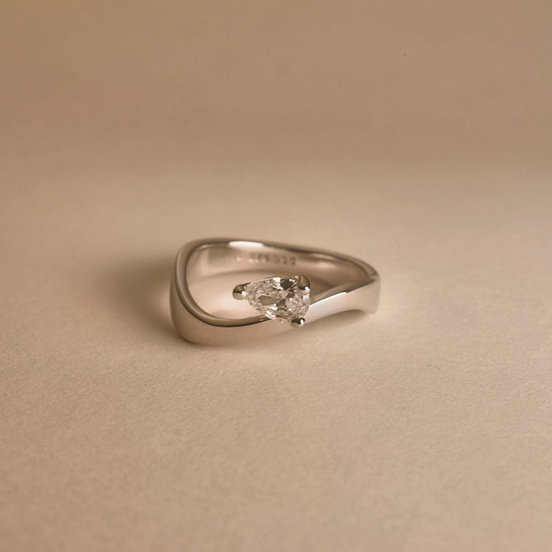 Curved Pear Ring