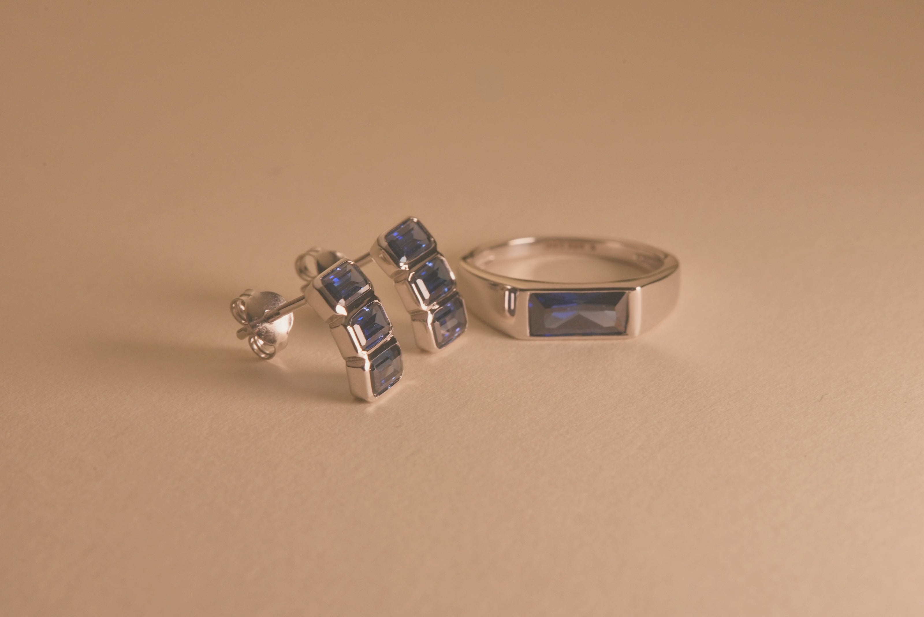 Blue Baguette Ring