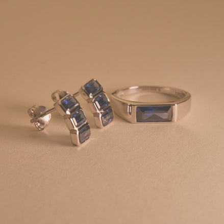 Blue Baguette Ring