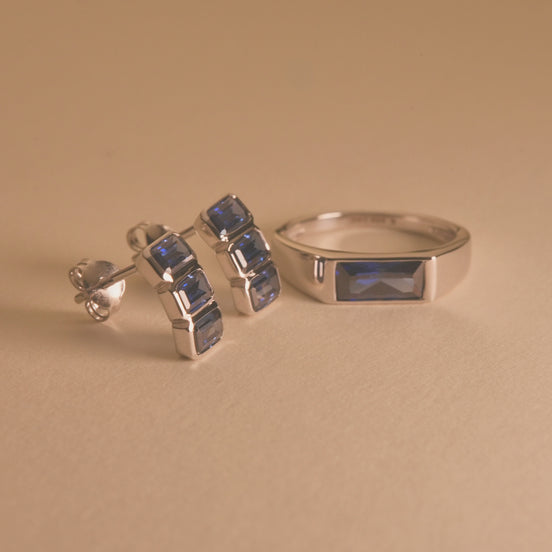 Blue Baguette Ring