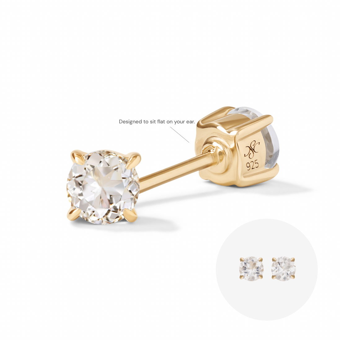 White Topaz Studs - 0.25 Carat